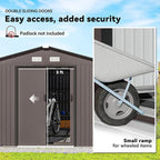 Outsunny 11' x 9' Outdoor Storage Shed, Garden Tool Metal Shed with Foundation Kit, Double Lockable Door, Air Vents and Sloping Roof, for Backyard, Patio, Lawn, Brown