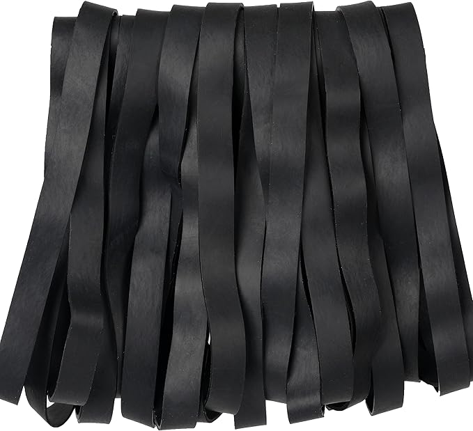Rubber Bands Size#107 Heavy Duty Big Wide rubber band 30PCS Elastic Bands for Office Supply Trash Can File Folders Litter Box Rubber Bands (Black)