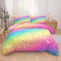 Twin Bedding Set Teen Girls, Galaxy Twinkle Comforter for Kids, Colorful Rainbow Bedding Set for All Season (Twin, 2 Pieces)