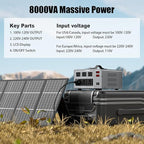 8000W Voltage Auto Converter Transformer, Heavy Duty Step Up/Down Power Converter 110/120/220/240V with 3 US Outlets,3 Universal Outlets,LED Display,w/US Standard Power Cord Circuit Breaker Protection