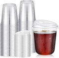 Ziliny 50 Sets Clear Plastic Coffee Cups with Sip Lids, Disposable Plastic PET Crystal Cups for Iced Coffee, Smoothie, Cold Beverage, Drink Shops and Party Catering(Clear,14 oz)