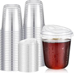 Ziliny 50 Sets Clear Plastic Coffee Cups with Sip Lids, Disposable Plastic PET Crystal Cups for Iced Coffee, Smoothie, Cold Beverage, Drink Shops and Party Catering(Clear,14 oz)
