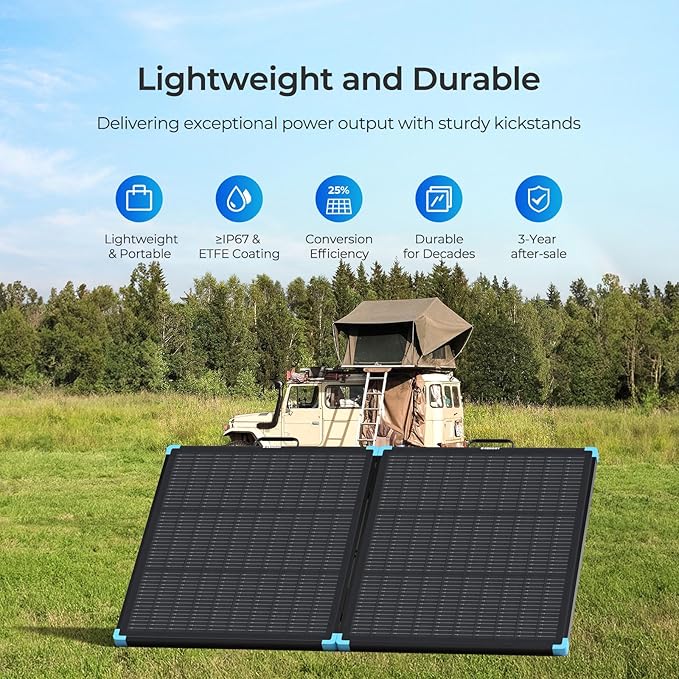 Renogy 100W Portable Solar Panel Suitcase, 25% High Efficiency N-Type Foldable Solar Charger for Power Station, Durable for Decades, 19% Lighter with Kickstands, for RV Camping Off-Grid Blackouts