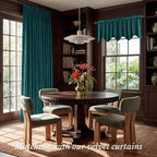Teal Valance for Windows Scalloped 52x18 Inch 1 Panel | Soft Velvet Wavy Small Kitchen Curtains, Elegant Privacy Shielding Window Treatment for Bathroom, Laundry, RV