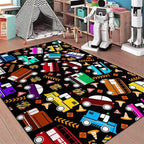 Car Rug Play Mat Kids Rugs for Playroom Car Rug for Boys Room Kids Mat Construction Play Mat Car Play Rug Car Carpet for Kids Carpet for Bedroom Truck Rugs for Boys Room,Black 2'5''×4'