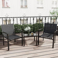 Greesum 3 Pieces Patio Furniture Set Outdoor Conversation Textilene Fabric Chairs for Lawn, Garden, Balcony, Poolside with A Glass Coffee Table, Black
