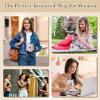 20 Oz Insulated Coffee Cup with Lid Stainless Steel Spill Leak Proof Heavy Large Reusable Thermal Travel Hot Tea Mug Camping Big Water Tumbler Custom Personalized Cool Women Mom Christmas Gift