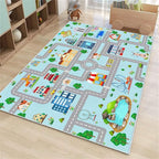Kids Car Rug,4x6 City Life Traffic Road Playmat for Toy Cars Trains, Non-Slip Race Track Carpet Educational Fun Area Rugs for Boy and Girl Bedroom Nursery