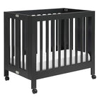 Babyletto Origami Mini Portable Folding Crib with Wheels in Black, 2 Adjustable Mattress Positions, Greenguard Gold Certified