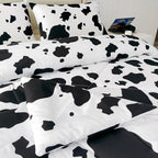 SDY 3 Pieces Milk Cow Print Stuff Bedding Comforter Set Full with 2 Pillowcases for Kids Teens Girls Women, Microfiber, Easy Wash, Light Breathable Cozy White Base Cute Milk Cow Pattern, Full Size…