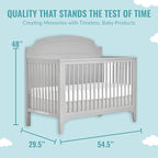 JPMA & Greenguard Gold Certified Milton 5-in-1 Convertible Crib Made with Sustainable New Zealand Pinewood in Pebble Grey, Non-Toxic Finish