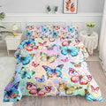 Datura home Kids Comforter Set Butterfly Printed Pattern Bedding Set with 1 Comforter and 2 Pillowcases for Girls Boys Bedroom All Season(Butterfly0 Full)