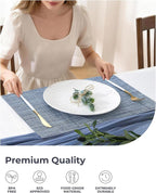Leetaltree Deep Navy Woven Placemats Set of 24 - Heat Resistant Non-Slip Place mats for Dining Table, Washable Durable PVC Vinyl Woven Table Mats(Deep Navy, 24)