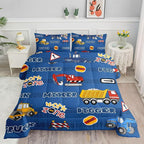 Datura home Kids Comforter Set Butterfly Printed Pattern Bedding Set with 1 Comforter and 2 Pillowcases for Girls Boys Bedroom All Season(Truck Full)