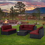 ClawsCover 14Pack Outdoor Patio Seat and Back Cushions Replacement Covers Fit for 7Pieces 6-Seater Wicker Rattan Sectional Couch Chair Furniture Set,Burgundy-Include Cover Only (Large)