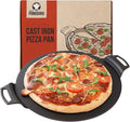 Chef Pomodoro Cast Iron Pizza Pan, Pre-Seasoned Dosa Pan with Handles, Flat Pan for Oven, Round Griddle for Dosa Tawa Roti, Comal for Tortillas, Baking Stove, Oven, Grill BBQ and Campfire (15-inch) | Round Griddle for Dosa, Tawa, Roti, Comal; Oven, Gri...