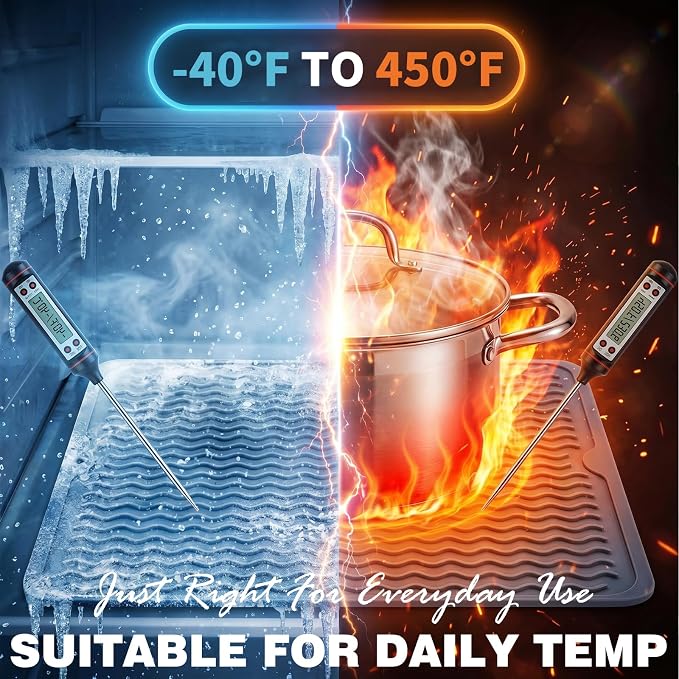 2 Pack Caketime Silicone Dish Drying Mat for Kitchen Counter Cooking Baking Espresso Machine Gears Appliance Stone Rack Trays Drain Extra Large Mat 18"*16