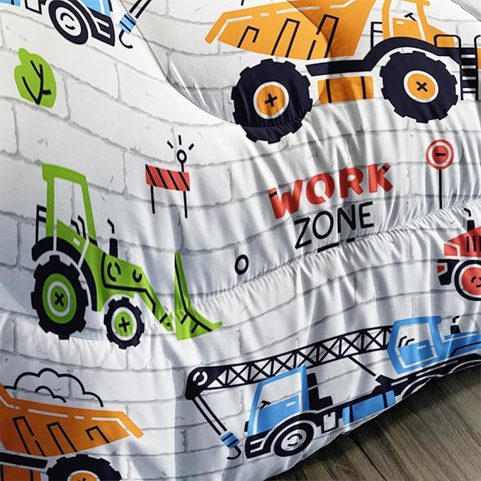 Axolotl Construction Comforter Set Full,Excavator Bedding Set,Construction Vehicles Comforter Set,Excavator Comforter,Excavator Tractor Trucks Bedding Set for Kids Boys Teens,1 Quilt 2 Pillowcases