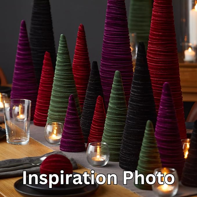 Your Heart's Content Velvet Trees Set of 3 Plum, Elegant Minimalist Mantel, Winter Wedding Centerpiece, Valentine Tree Tablescape, Purple Accent, Handcrafted Gift for (Plum)