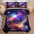 Tailor Shop Galaxy Comforter Space Kids Bedding Set King Size, Purple Comforter for Girls with 2 Pillowcase