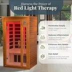 DYNAMIC SAUNAS Barcelona 1- to 2-Person Low EMF FAR Infrared Sauna with Red Light Therapy & Bluetooth Speakers | Personal Indoor Dry Heat Sauna for Home & Gym – Made from Canadian Hemlock