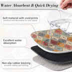 Bohemian Vintage Dish Drying Mat for Kitchen Counter Coffee Bar 18x24 in | Decorative Non Slip Absorbent Kitchen Dishes Drainer Mat, with Anti-slip Rubber Backing & Hanging Loop, for Sink, Home Gift