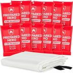 Prepared Hero Emergency Fire Blanket - 12 Pack - Fire Suppression for Kitchen, 39” x 39” Fiberglass Fire Blanket for Home