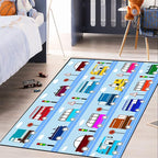 Car Rug Car Play Mat Kids Rugs for Playroom Car Rug Play Mat Rugs for Boys Bedroom Car Carpet for Kids Play Rug for Cars and Trucks Car Rug for Boys Room,Light Blue 3'×5'