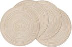 SHACOS Round Braided Placemats Set of 4 Washable Place Mats for Dining Tables 15 inch Non Slip Kitchen Table Mats (Beige, 4)