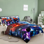 NINENINE Space Comforter Sets Galaxy Bedding Purple Comforter Twin Size Bedding Sets for Girls Earth Planets Stars Theme Solar Comforter System Bed Set with 1 Comforter 1 Pillowcase