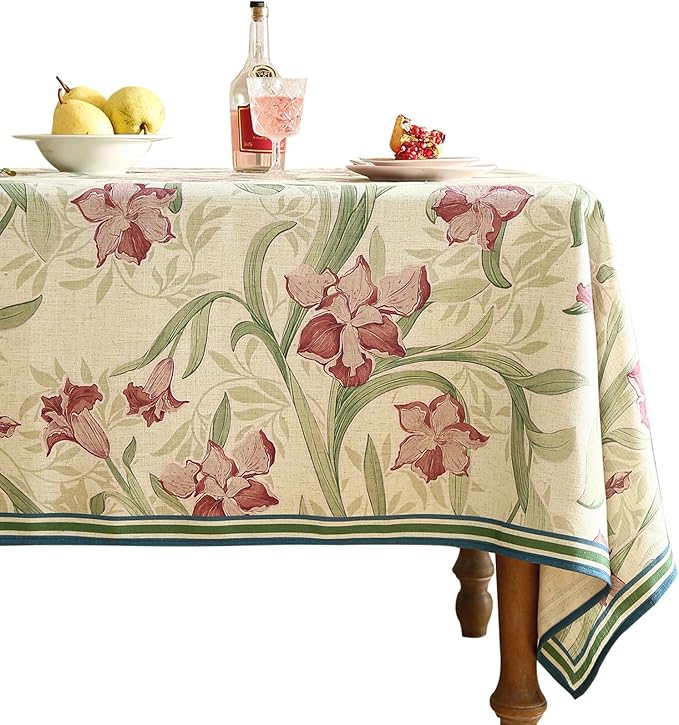 patdrea Designer French Green Tablecloth for Square Table,Elegant Violets Pattern Framhouse Tablecloths,Table Cover Cloth Fall Decor for Kitchen Dining Christmas,Thanksgiving,67"x67"-Tara a