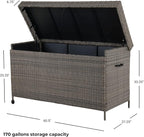 Grand patio 170 Gallon Deck Storage Box Deck Box Outdoor Storage Box Indoor Wicker Storage Bin Patio Storage Box for Patio Furniture Cushions Garden Tools Pool Accessories, Light Brown