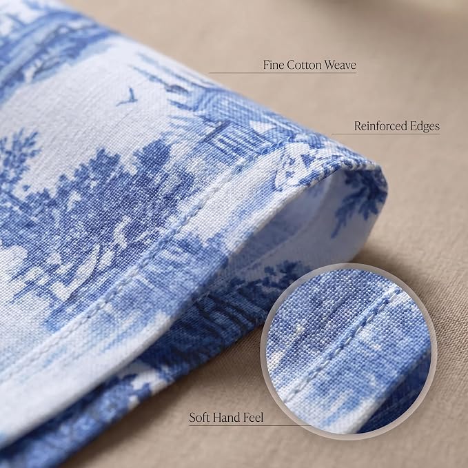 Urban Villa Cloth Napkins Cotton 20x20 (Set of 12) Toile Blue