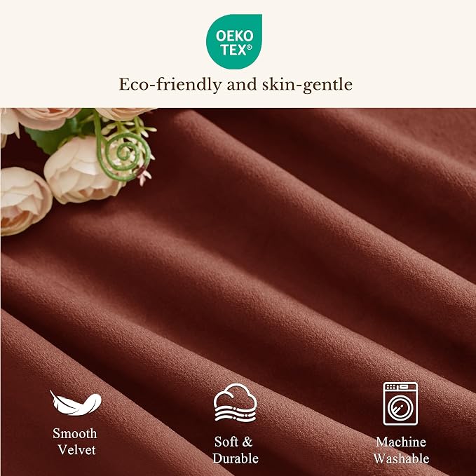 Rust Classic Velvet Valance 52x18 Inch 1 Panel | Earth Tone Wavy Kitchen Curtains, Vintage Window Treatment for Living Room, Bathroom, Small Windows, Christmas Decor