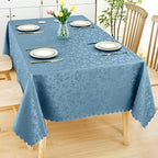 Smiry Rectangle Waterproof Heavy Duty Vinyl Tablecloths, 60 x 140 Inch | Wipeable Washable Floral Embossed Table Cover for Kitchen and Dining Room, Indoor & Outdoor Use, Stone Blue