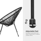 SONGMICS 3-Piece Outdoor Seating Acapulco Chair, Modern Patio Furniture Set, Glass Top Table and 2 Chairs, Indoor and Outdoor Conversation Bistro Set, Ink Black UGGF011B01