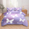 Tailor Shop Butterfly Comforter Sets Twin Size,Purple Butterfly Bedding Sets for Girls Kids Teens with 1 Pillowcase…