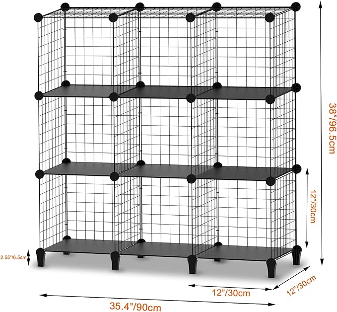 HOMIDEC Cube Storage, Storage Shelves 9 Cube Bookshelf Bookcase Closet Organizer and Storage Wire Storage Cube Multi-Use DIY Storage Cube Shelf for Books, Toys, Clothes, Tools