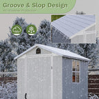 Patiowell 4' x 4' Outdoor Storage Shed with Floor, Plastic Shed Outside Resin Tool Shed with Window and Lockable Door for Backyard Garden Patio Lawn, Light Grey (Fit-it Shed)