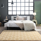 Chicrug Shag Geometric Modern Area Rug for Living Room, 5x7 Feet Large Memory Foam Indoor Carpet, Fluffy Rug for Bedroom Bedside Room Decor for Family Girls Kids Nursery, Beige/White