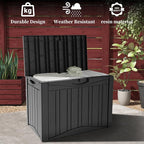 50 Gallon Heavy Duty Outdoor Deck Box with Lockable Lid, All Weather Waterproof Storage for Patio Cushions, Pool Toys, Garden Tools - Rust-Proof Resin Design (Black)