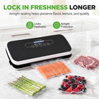 NutriChef Automatic Vacuum Air Sealing System for Food Preservation with Starter Kit, Compact Design, Lab Tested, Dry & Moist Food Modes with Led Indicator Lights, Black