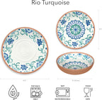 TarHong Rio Turquoise Floral Salad Plate, 8.5", Melamine, Set of 6