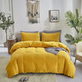 Wellboo Mustard Velvet Comforter Sets Queen Women Turmeric Yellow Fluffy Bedding Comforters Teen Girls Dark Yellow Plush Quilts Soft Warm Winter Flannel Blankets Solid Yellow Luxury Shaggy Crystal Bed