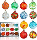 Set of 12 Hand Blown Glass Ornaments Hanging Gazing Balls Witches Balls, Outdoor Patio Garden Decor