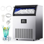 EUHOMY Commercial Ice Maker,350lbs/24H,Stainless Steel Under Counter Ice Machine with Water Filter,44lbs Storage Capacity, 126 Cubes in 8-12 Mins, Freestanding Ice Machine for Home/Bar/Cafe/Restaurant