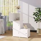 C&AHOME Cube Storage Organizer with Doors, 4-Cube Shelves, Closet Cabinet, DIY Plastic Modular Bookshelf Ideal for Bedroom, Living Room, 24.8" L x 12.4" W x 24.8" H Milky USHS04M-DOOR