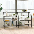Sauder Harvey Park Bookcase/Book Shelf and Console Table, Black Finish