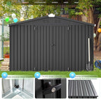 AECOJOY Shed 10' x 14' Storage Shed, Outdoor Storage Sheds & Outdoor Storage 10' x 14' with Lockable Doors, Large Steel Yard Shed, Utility and Tool Storage for Garden, Patio, Outside use in Dark Grey