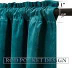 Teal Tassel Velvet Valances Curtains 52x18 Inch 2 Panels | Super Soft Thick Fabric, Privacy Light Dimming Window Drapes for Living Room, Bedroom, Kitchen, Bathroom, Rod Pocket